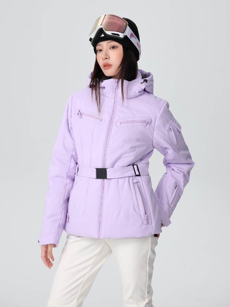 Damen Slim Isolierte Skijacke mit verstellbarem Taillengürtel
