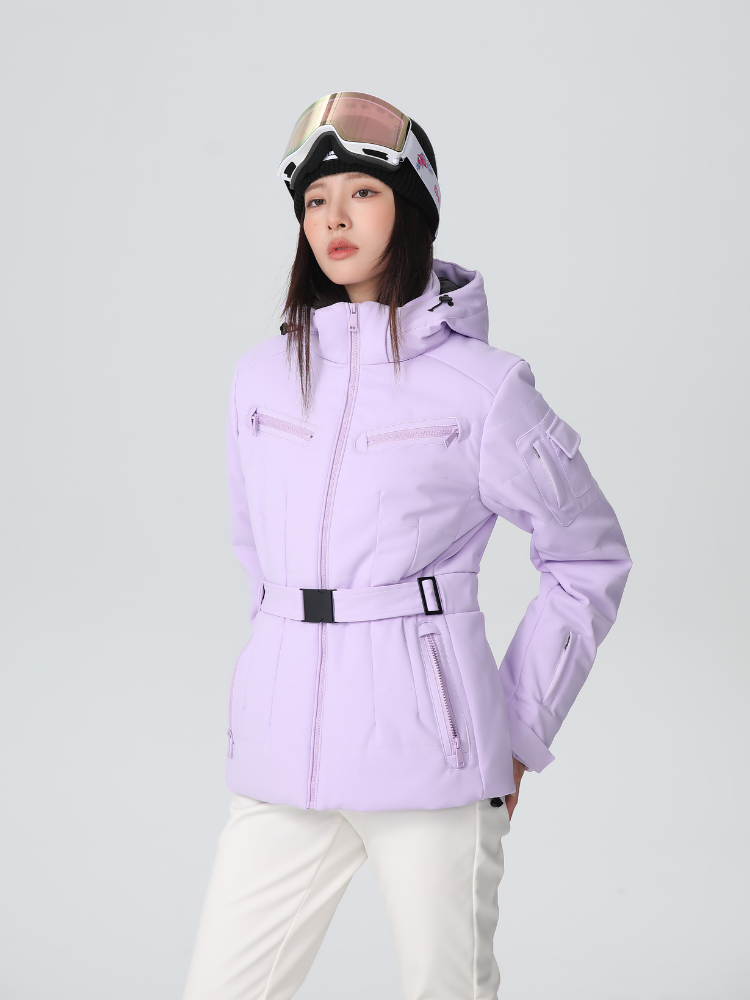 Damen Slim Isolierte Skijacke mit verstellbarem Taillengürtel