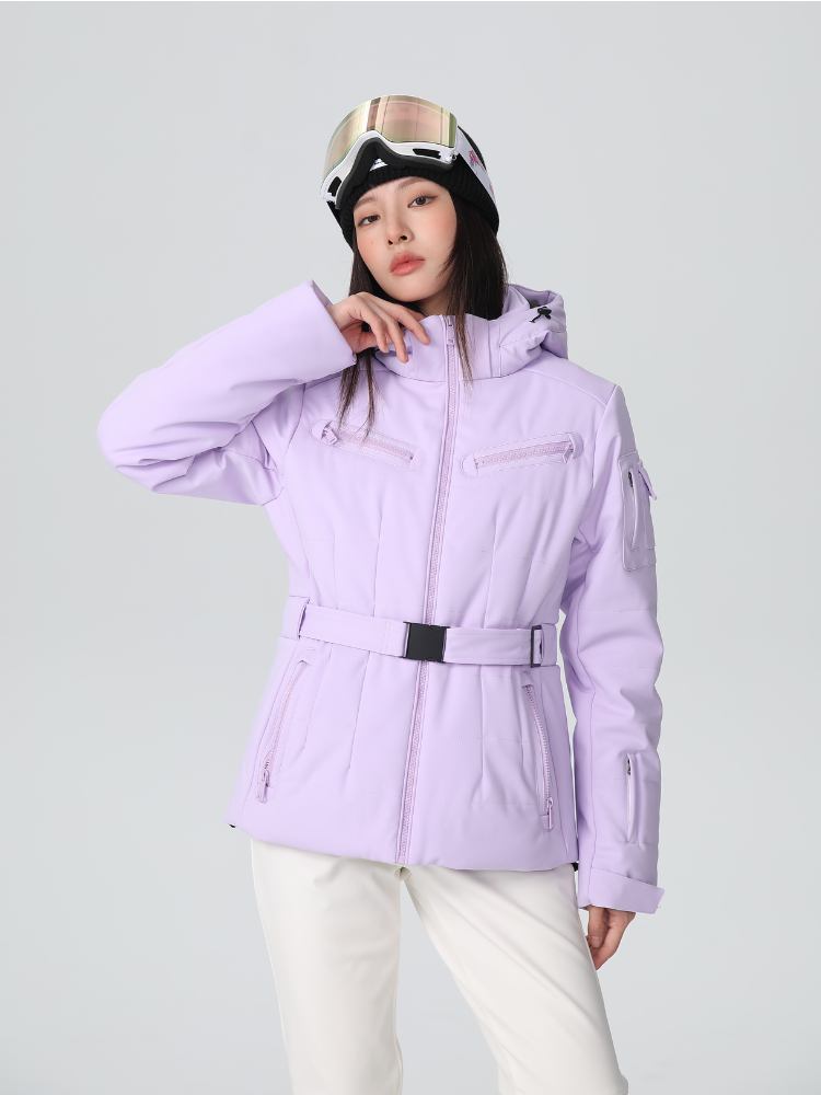 Damen Slim Isolierte Skijacke mit verstellbarem Taillengürtel