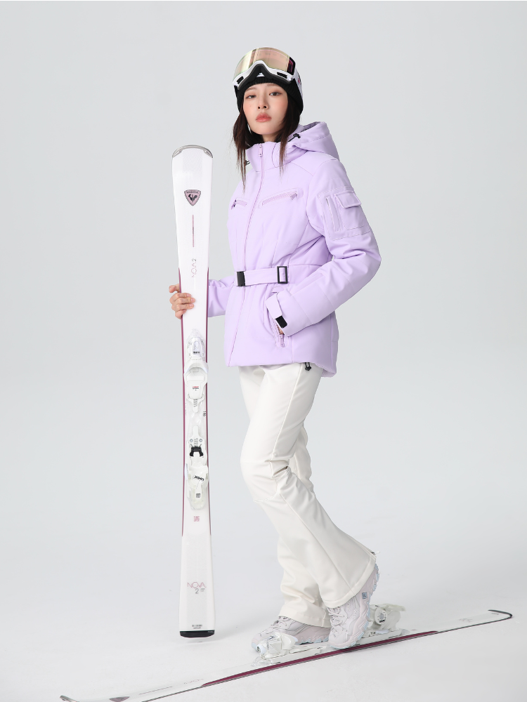 Damen Slim Isolierte Skijacke mit verstellbarem Taillengürtel