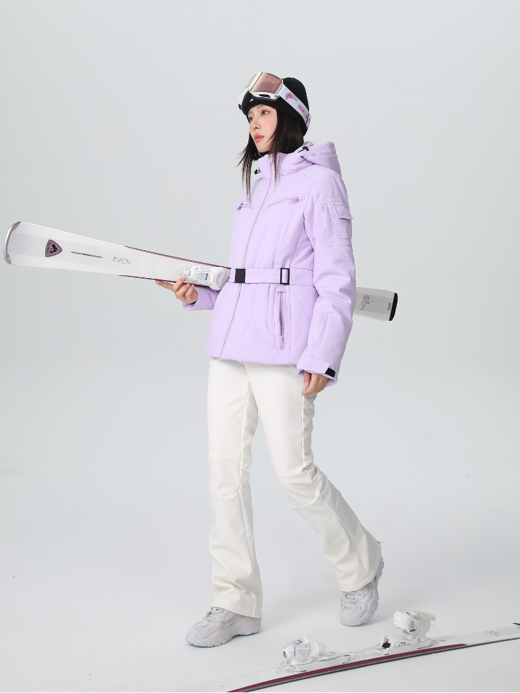 Damen Slim Isolierte Skijacke mit verstellbarem Taillengürtel