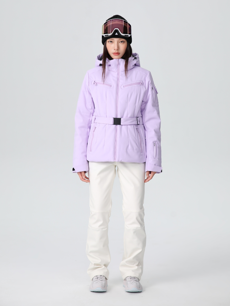 Damen Slim Isolierte Skijacke mit verstellbarem Taillengürtel