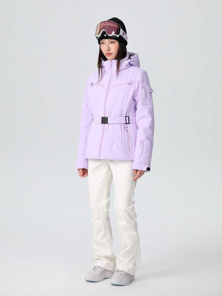 Damen Slim Isolierte Skijacke mit verstellbarem Taillengürtel