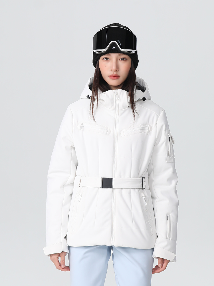 Damen Slim Isolierte Skijacke mit verstellbarem Taillengürtel