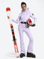 Womens One Piece Snowsuit Belted Flare Slim Ski Suits