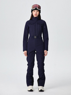 Conjunto de chaqueta y pantalón de nieve para mujer, mono de esquí ajustado de lujo