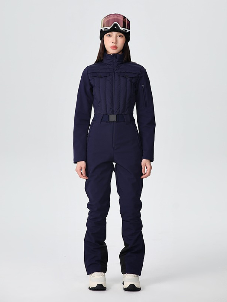 Conjunto de chaqueta y pantalón de nieve para mujer, mono de esquí ajustado de lujo