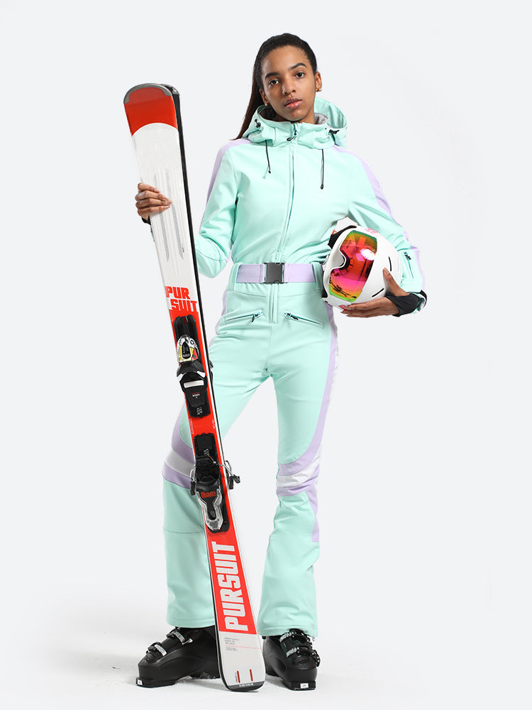 Women's Black Performance Athletic One-Piece Ski Suit Snowboard Suit