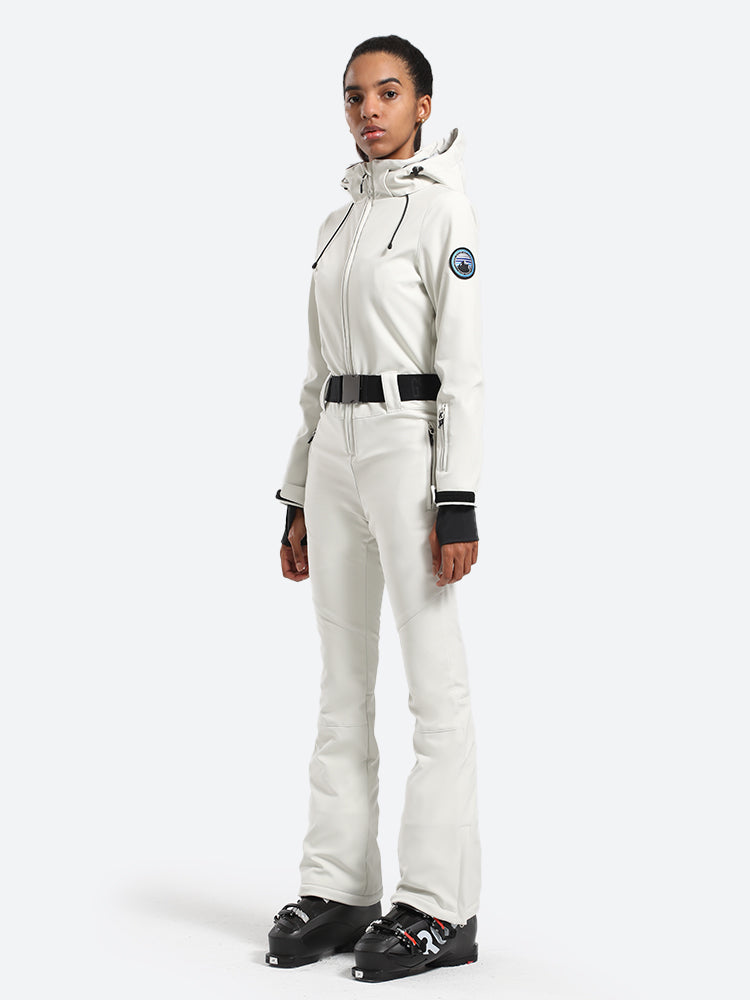 Women's Belted Flare Slim One Piece Ski Suits