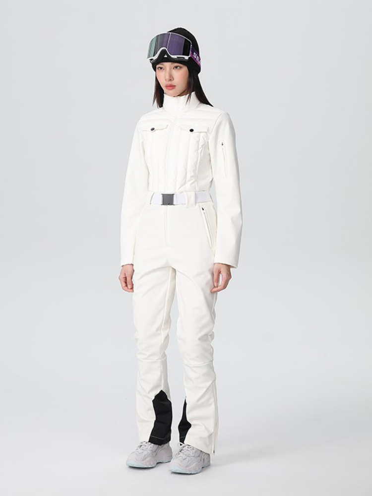 Conjunto de chaqueta y pantalón de nieve para mujer, mono de esquí ajustado de lujo