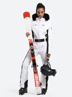 Women's Faux-Fur Slim One Piece Ski Suits