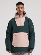 Men's Black & Brown Kangaroo Pocket Patchwork Ski Anorak Snow Anoraks