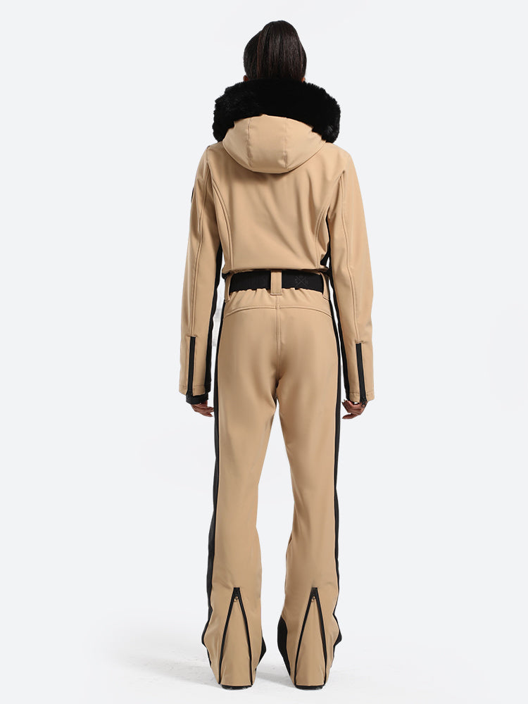 Women's Faux-Fur Slim One Piece Ski Suits
