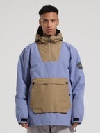 Men's Black & Brown Kangaroo Pocket Patchwork Ski Anorak Snow Anoraks