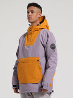 Men's Black & Brown Kangaroo Pocket Patchwork Ski Anorak Snow Anoraks