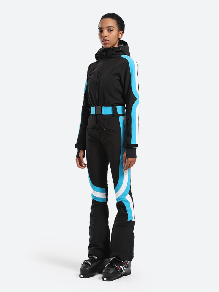 Women's Black Performance Athletic One-Piece Ski Suit Snowboard Suit