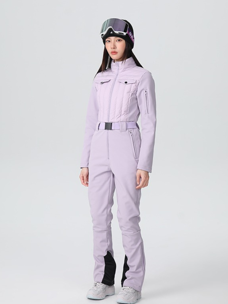 Conjunto de chaqueta y pantalón de nieve para mujer, mono de esquí ajustado de lujo