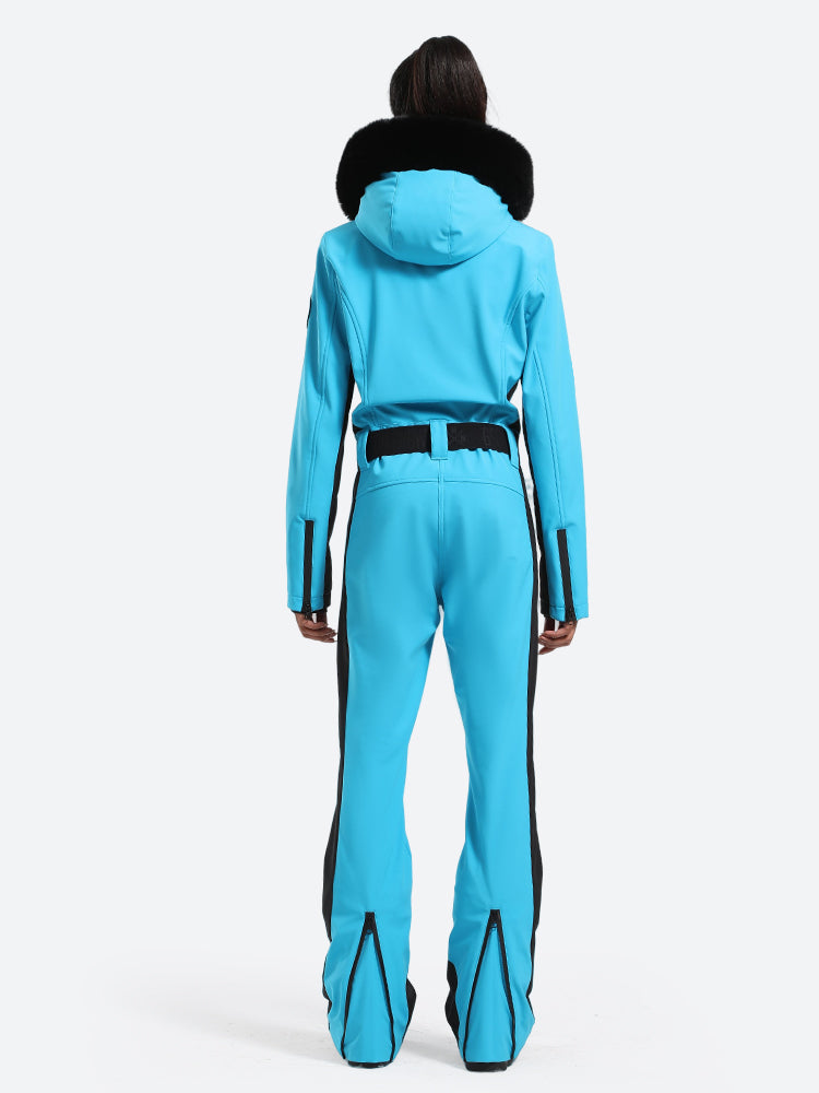 Women's Faux-Fur Slim One Piece Ski Suits