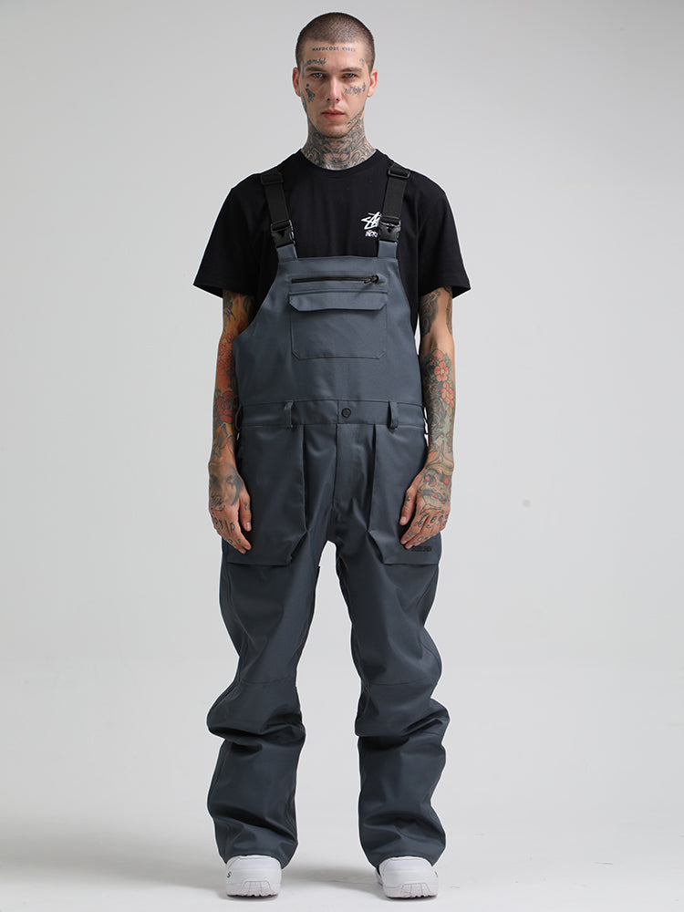 Men's Dark Gray Relaxed-Fit Ski Bibs With Reinforced Knees Snow Bibs Main image