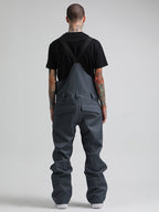 Men's Dark Gray Relaxed-Fit Ski Bibs With Reinforced Knees Snow Bibs