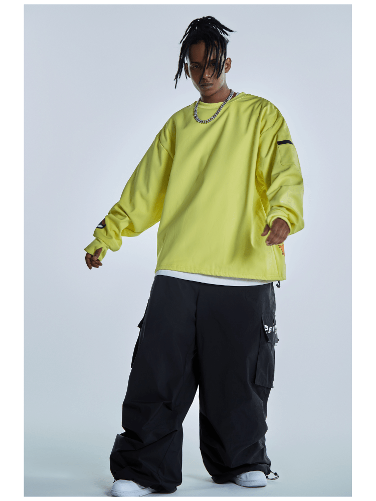 Men's Streetwear Style Cargo Baggy Snow Pants with Wide Legs