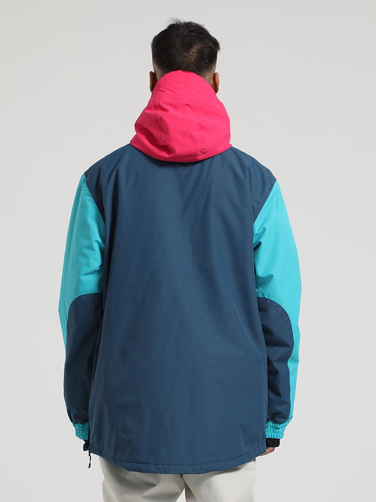 Men's Brown & Beige Insulated Color-Block Kangaroo Pocket Ski Anorak Snow Anoraks