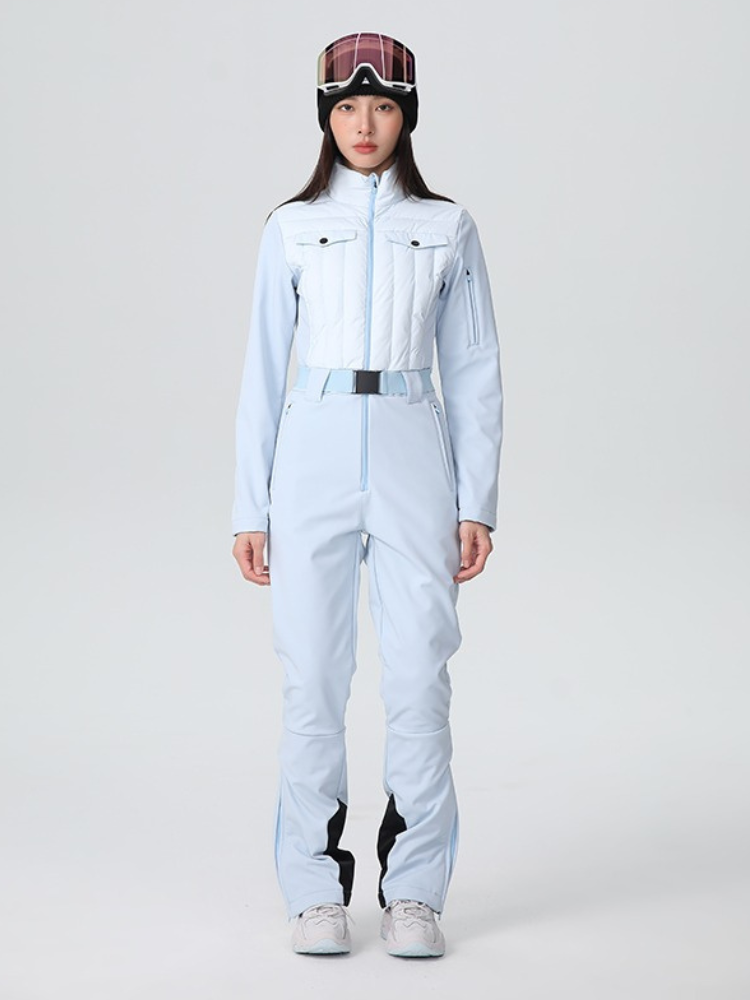 Conjunto de chaqueta y pantalón de nieve para mujer, mono de esquí ajustado de lujo