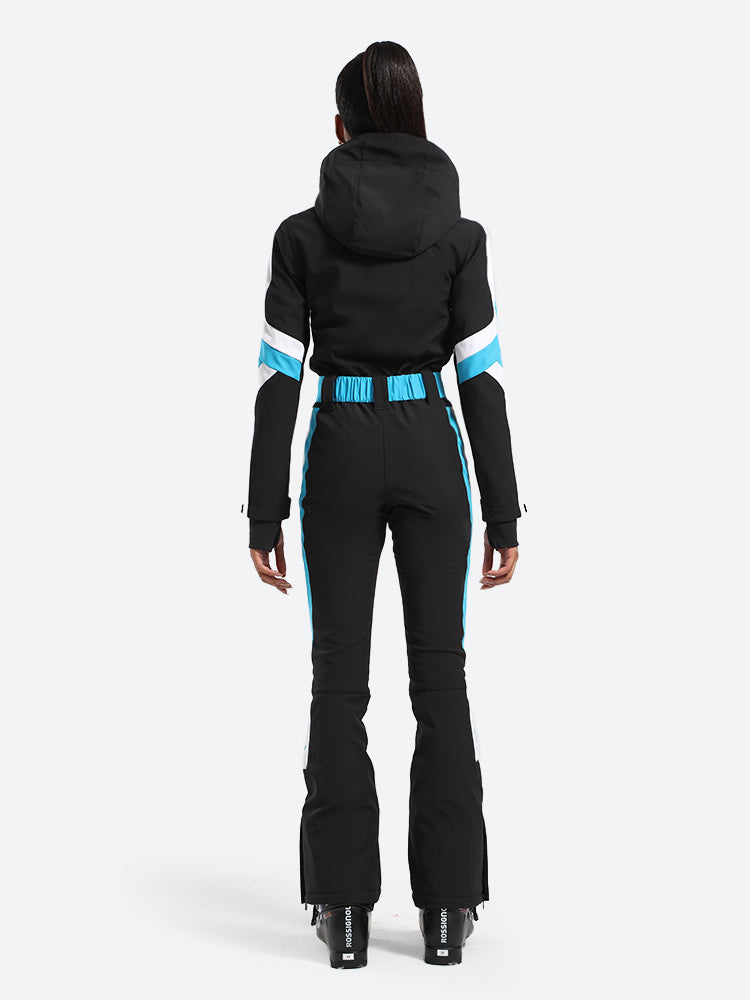Women's Black Performance Athletic One-Piece Ski Suit Snowboard Suit