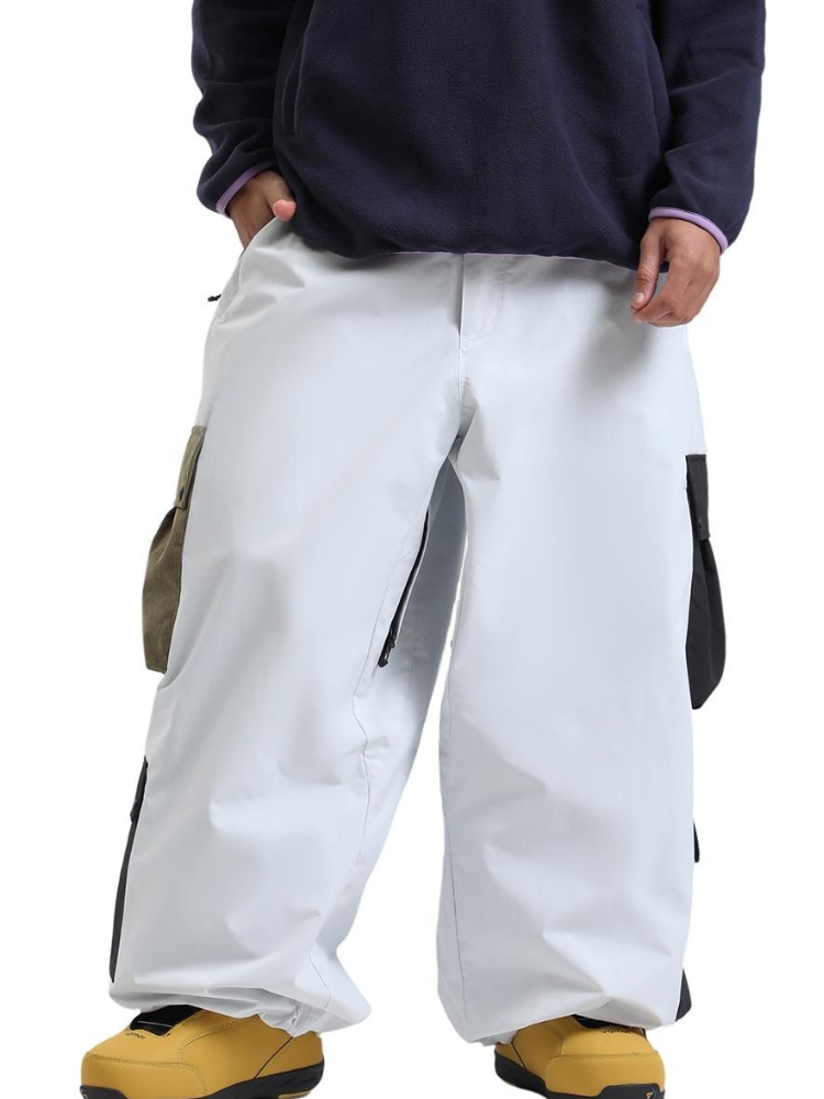 Women's Baggy Snowboard Pants Color Block Double Cargo Snow Pants
