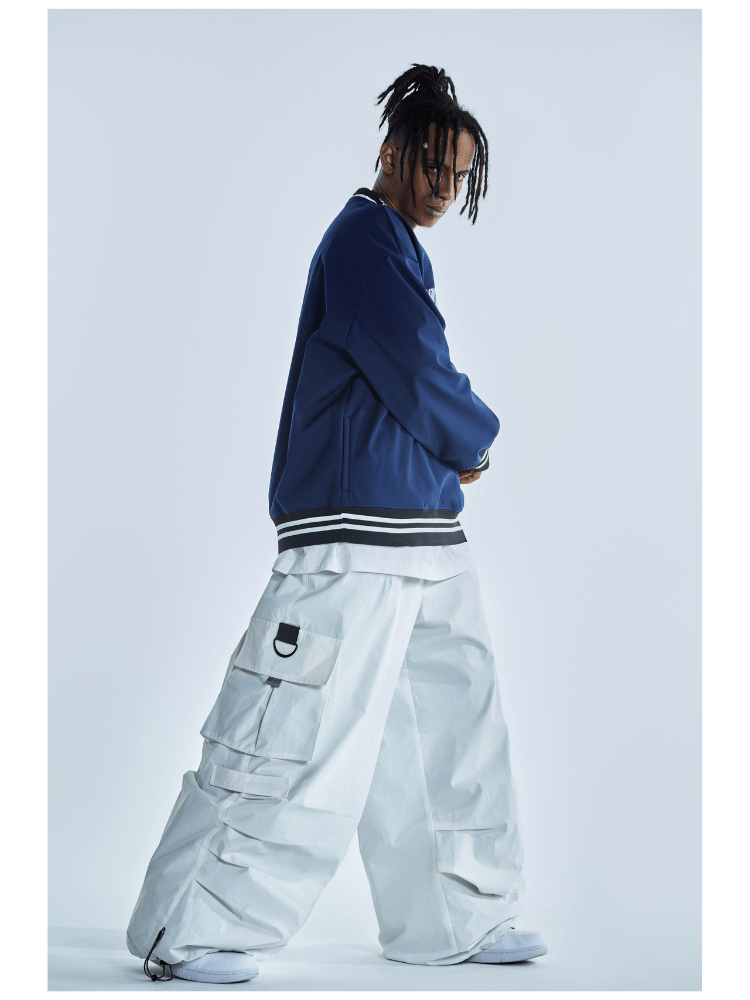 Men's Streetwear Style Cargo Baggy Snow Pants with Wide Legs