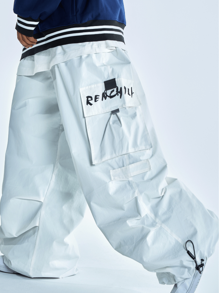 Men's Streetwear Style Cargo Baggy Snow Pants with Wide Legs