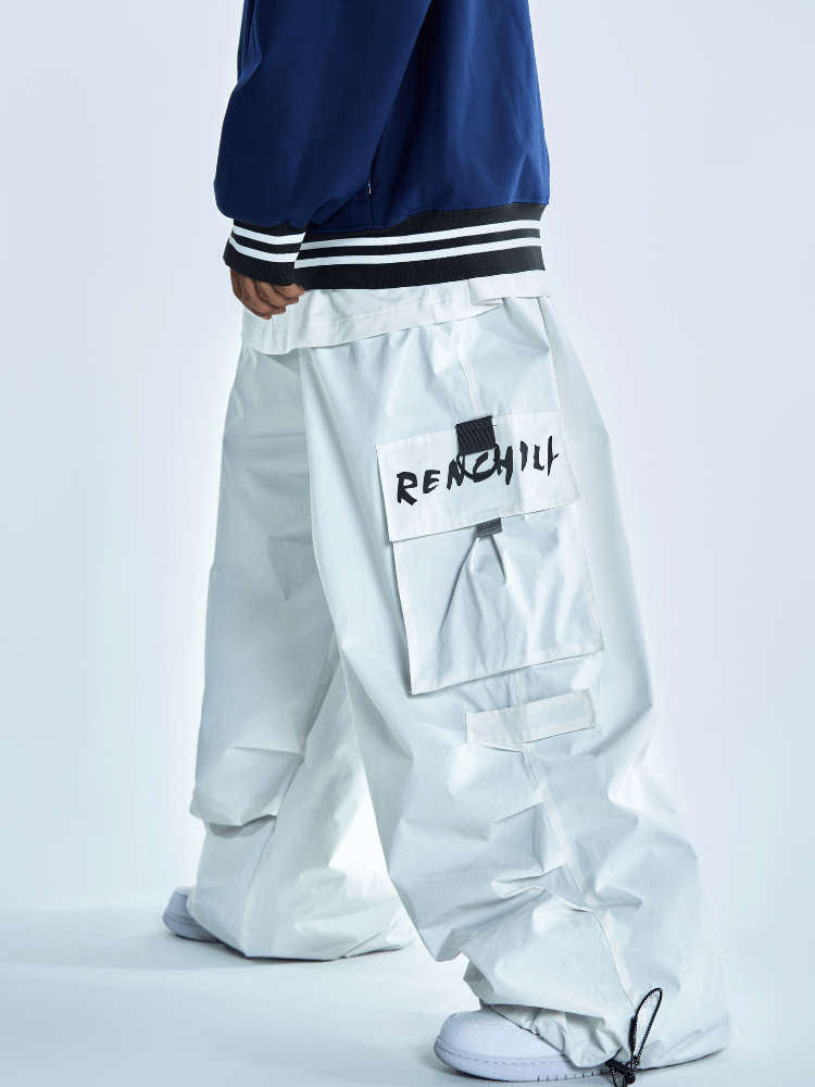 Men's Streetwear Style Cargo Baggy Snow Pants with Wide Legs
