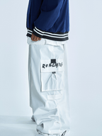 Men's Streetwear Style Cargo Baggy Snow Pants with Wide Legs