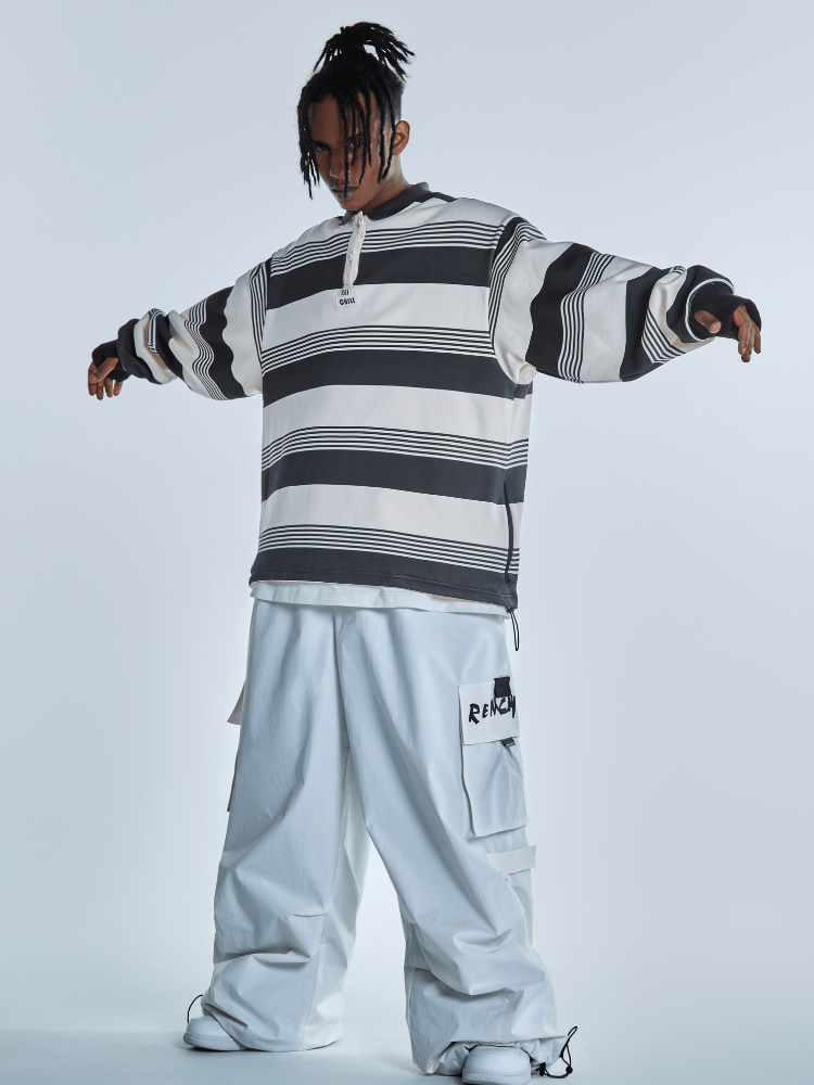 Men's Streetwear Style Cargo Baggy Snow Pants with Wide Legs