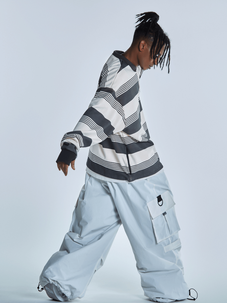 Men's Streetwear Style Cargo Baggy Snow Pants with Wide Legs