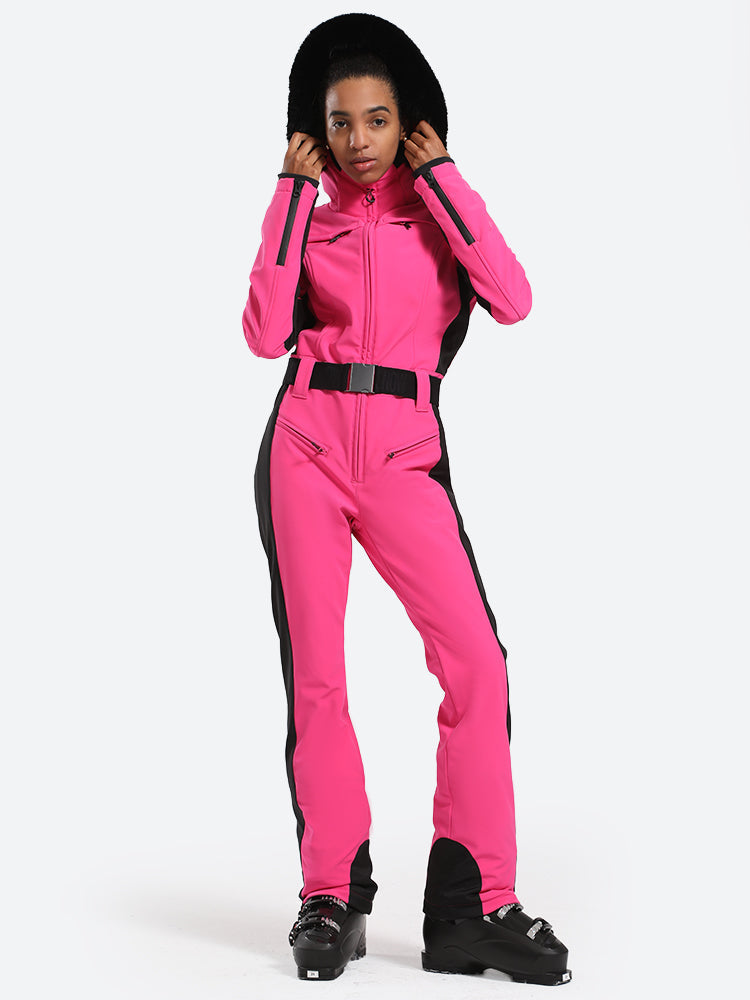 Women's Faux-Fur Slim One Piece Ski Suits