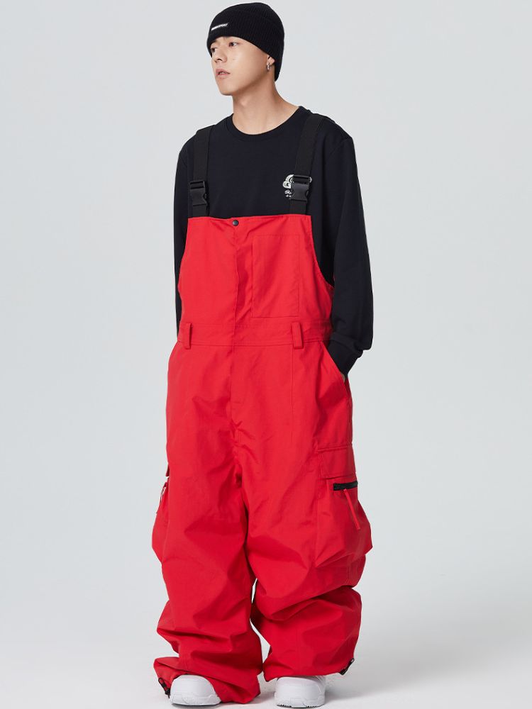 Pantalon de snowboard à bretelles pour homme avec boucle de dégagement baggy