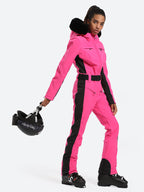 Women's Faux-Fur Slim One Piece Ski Suits