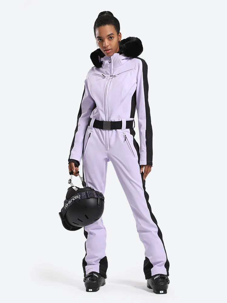 Women' One Piece Ski Suits Classic Faux-Fur Ski Jumpsuit