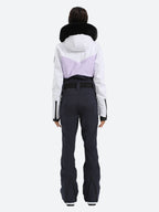 Women's Purple & Black Waist-Defining Insulated Waterproof Ski Suits One-Piece Snowboard Suit
