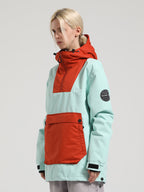 Women's Black & Brown Kangaroo Pocket Patchwork Ski Anorak Snow Anoraks