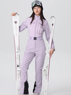 Conjunto de chaqueta y pantalón de nieve para mujer, mono de esquí ajustado de lujo