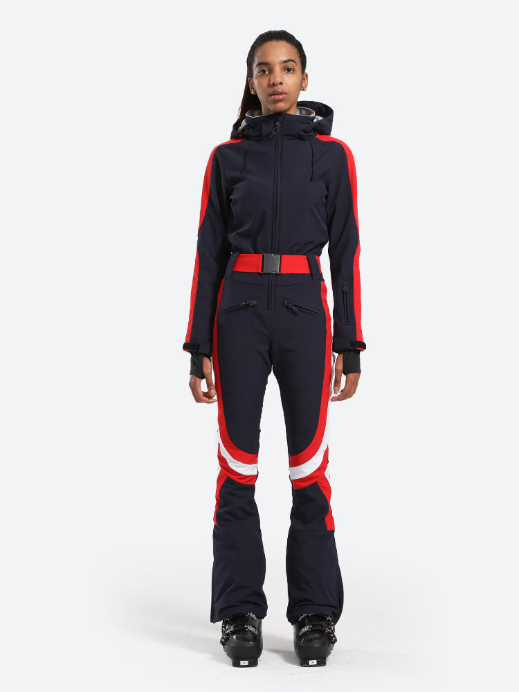 Women's Black Performance Athletic One-Piece Ski Suit Snowboard Suit