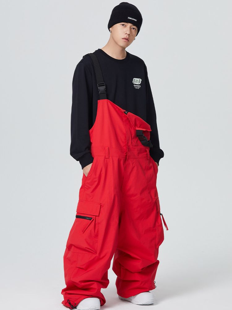 Pantalon de snowboard à bretelles pour homme avec boucle de dégagement baggy