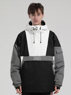 Men's Black & White Baggy Kangaroo Pocket Waterproof Ski Anorak Snowboard Anoraks