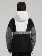 Men's White & Black Baggy Kangaroo Pocket Waterproof Ski Anorak Snowboard Anoraks