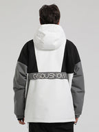 Men's White & Black Baggy Kangaroo Pocket Waterproof Ski Anorak Snowboard Anoraks