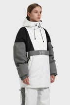 Women's Black & White Baggy Kangaroo Pocket Waterproof Ski Anorak Snowboard Anoraks