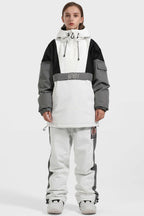 Women's Black & White Baggy Kangaroo Pocket Waterproof Ski Anorak Snowboard Anoraks