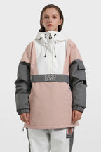 Women's White & Black Baggy Kangaroo Pocket Waterproof Ski Anorak Snowboard Anoraks